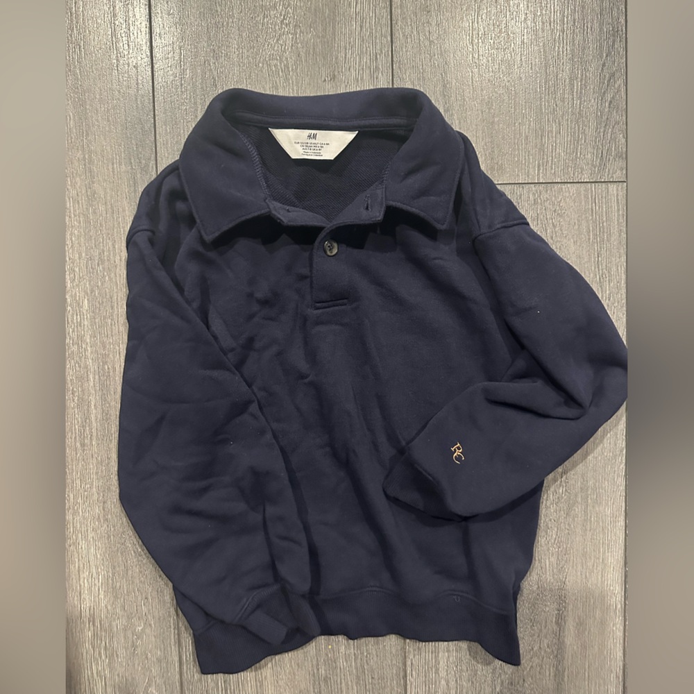Navy Blue rugby Button-Up Sweater
